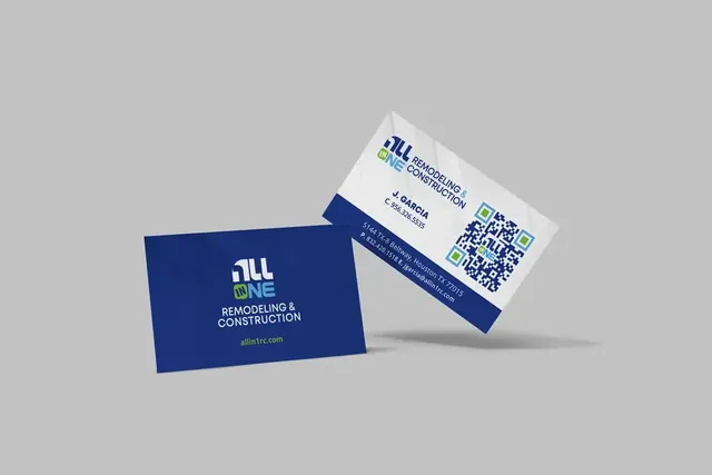 All In One Remodeling & Construction business cards, front and back