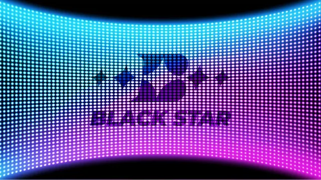 Black Star logo on a curved LED video wall