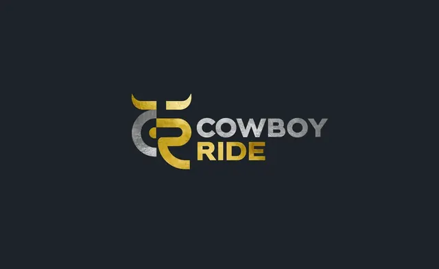 Cowboy Ride logo in gold and silver on a dark background