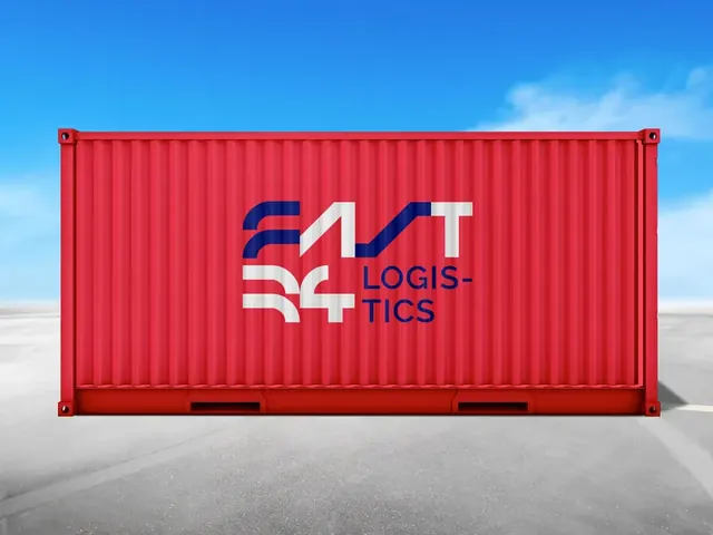 East 34 Logistics logo on a red shipping container