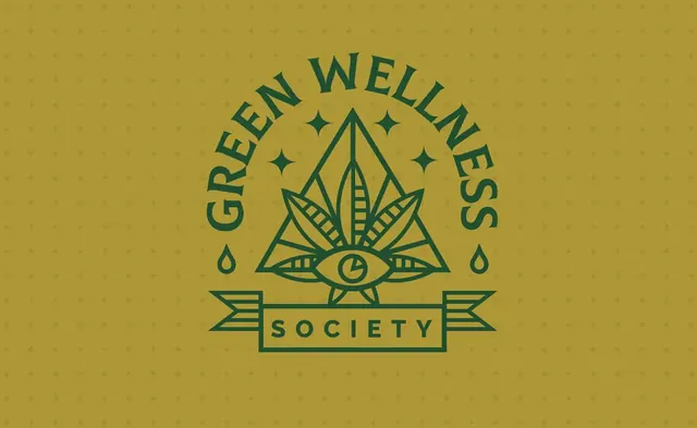 Green Wellness Society emblem in green on gold