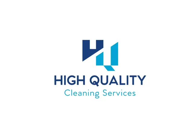 High Quality Cleaning Services logo in navy and blue on white
