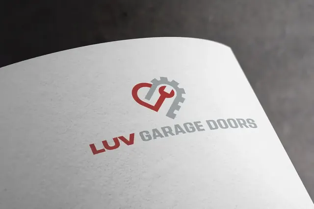 LUV Garage Doors logo printed on white paper