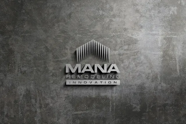 Mana Remodeling Innovation logo as a metal sign on a concrete wall
