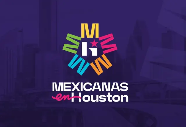 Mexicanas en Houston logo over a purple Houston skyline