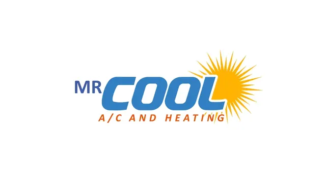 Mr. Cool A/C and Heating logo with a sun on white