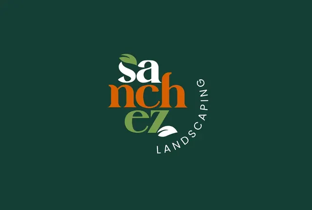 Sanchez Landscaping logo on a dark green background
