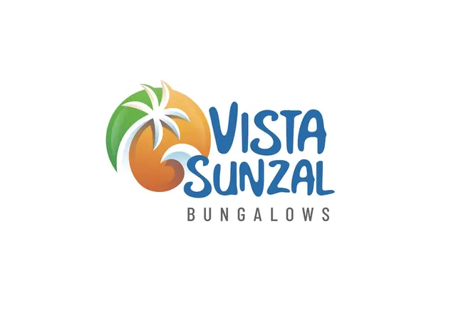 Vista Sunzal Bungalows logo with a palm tree and wave