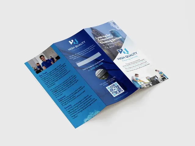 High Quality Cleaning Services blue tri-fold brochure