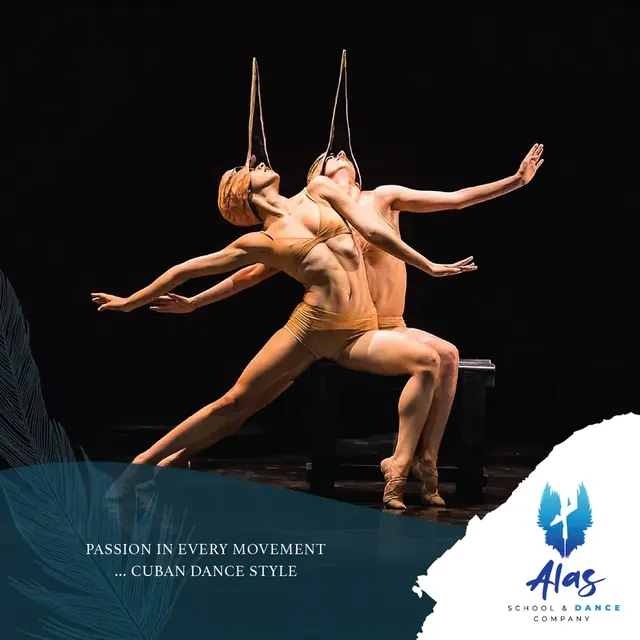 Alas School & Dance Company post with two dancers and the line Passion in every movement