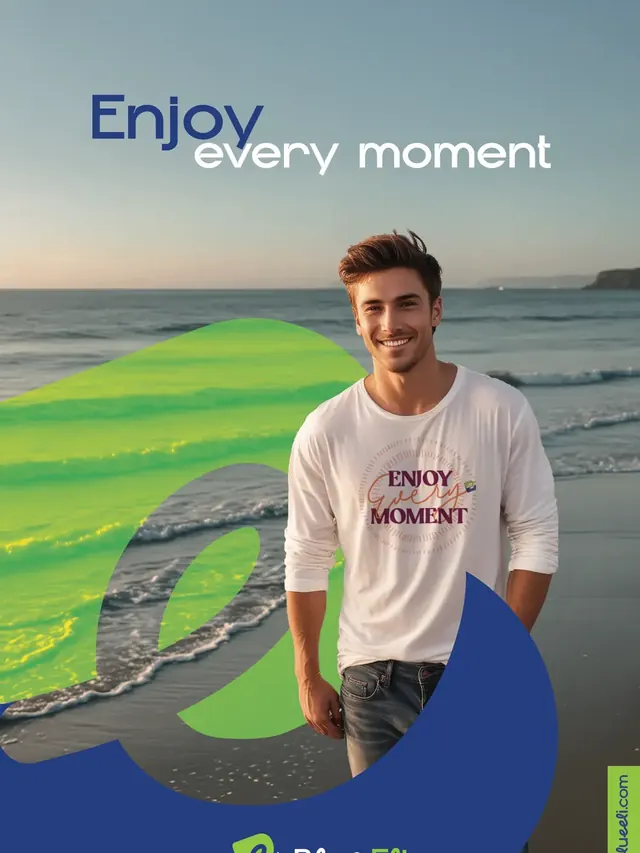 Blue Eli key visual with a smiling man on a beach and the line Enjoy every moment