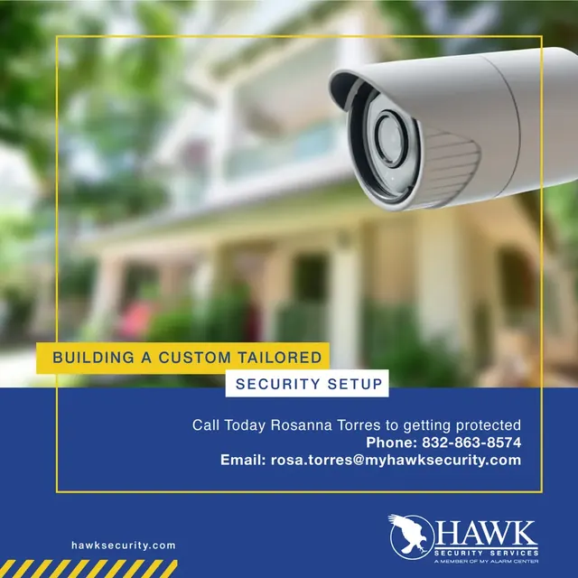 Hawk Security Services post with a security camera and the line Building a custom tailored security setup