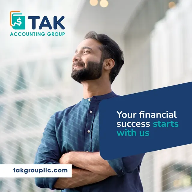 TAK Accounting Group post with a man looking ahead and the line Your financial success starts with us