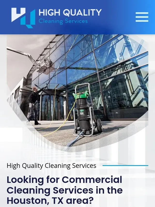 Mobile view of the High Quality Cleaning Services website