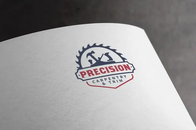 Precision Carpentry & Trim badge logo printed on paper