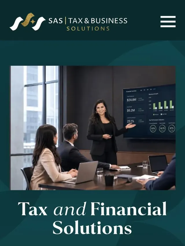 Mobile view of the SAS Tax & Business Solutions website