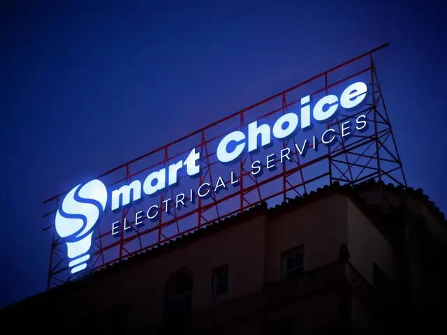 Smart Choice Electrical illuminated rooftop sign at night