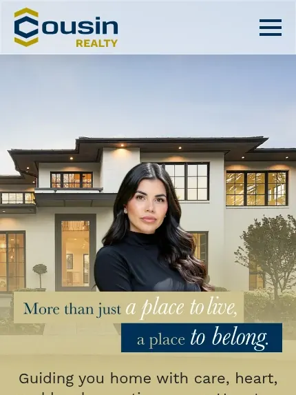 Mobile view of the Cousin Realty website