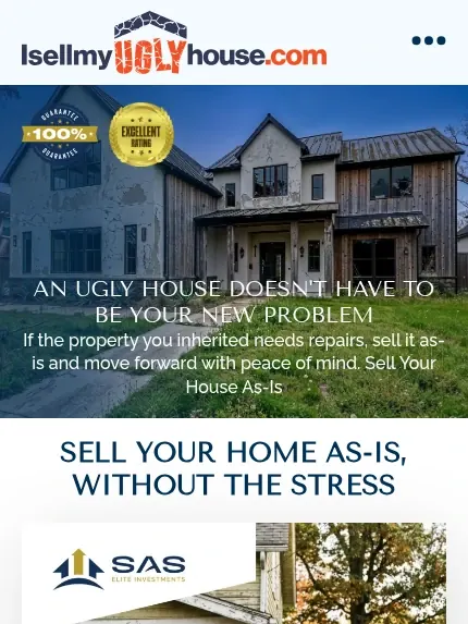 Mobile view of the I Sell My Ugly House website for selling a home as-is