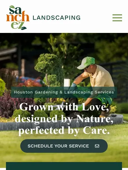 Mobile view of the Sanchez Landscaping website
