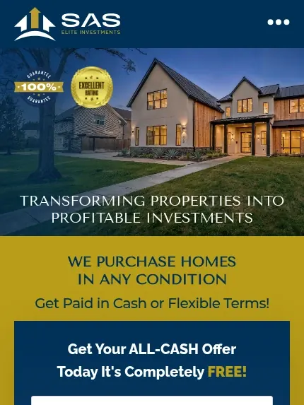 Mobile view of the SAS Elite Investments website