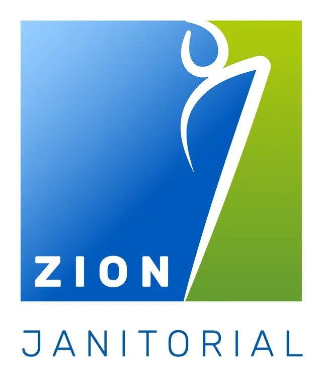 Zion Janitorial logo in blue and green gradients