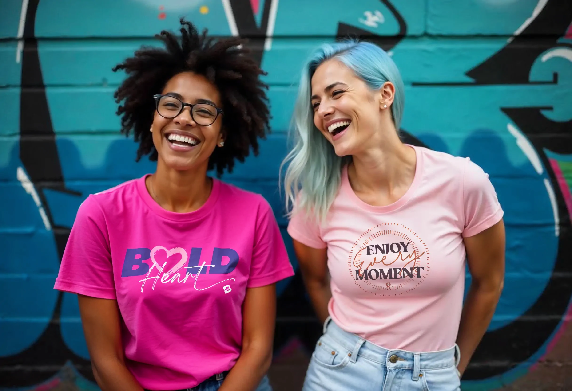 Two Women Bold Heart Enjoy the Moment