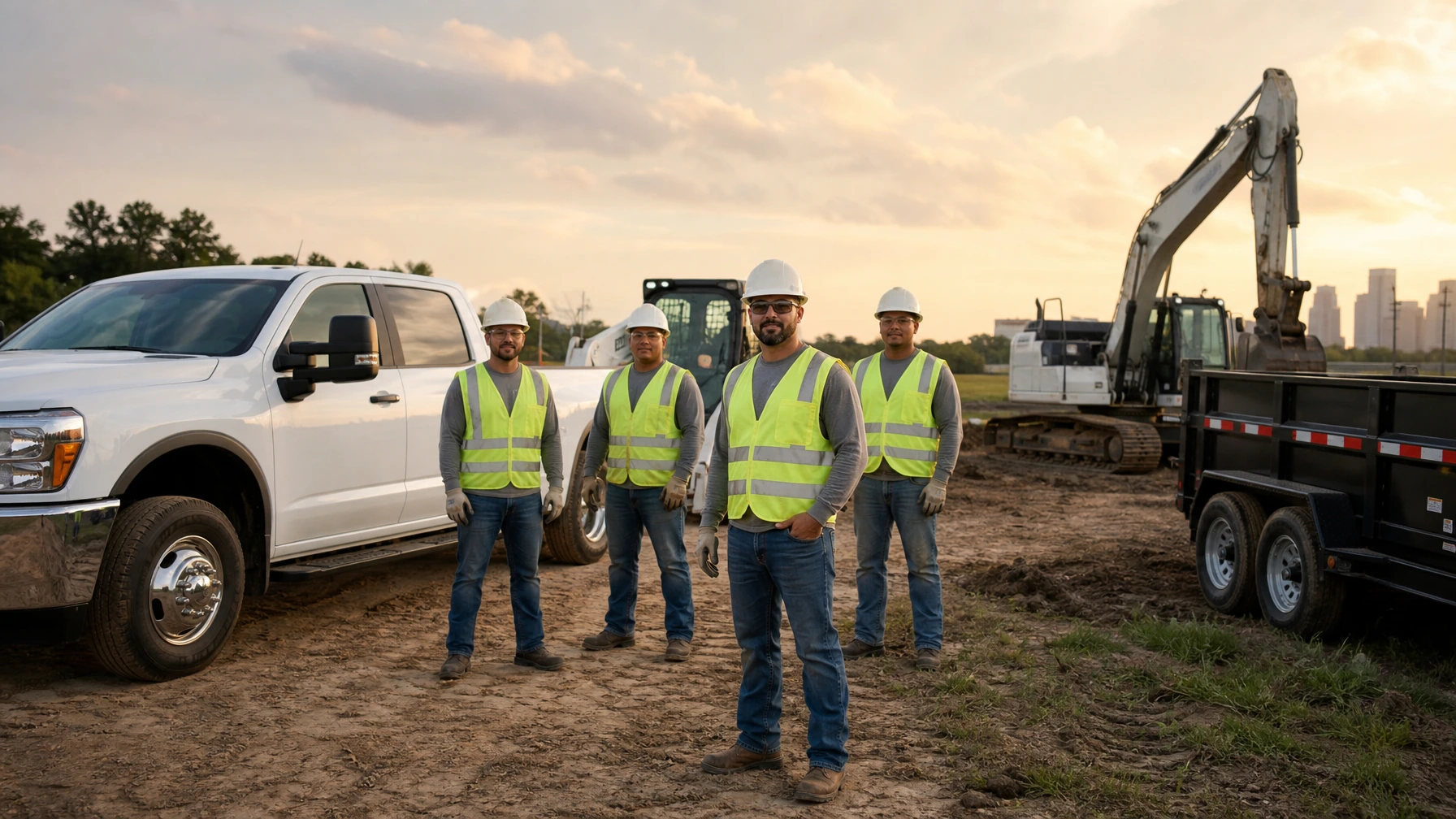 Professional Houston site prep crew and equipment prepared for a commercial construction project